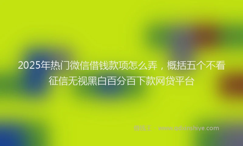 2025年热门微信借钱款项怎么弄，概括五个不看征信无视黑白百分百下款网贷平台