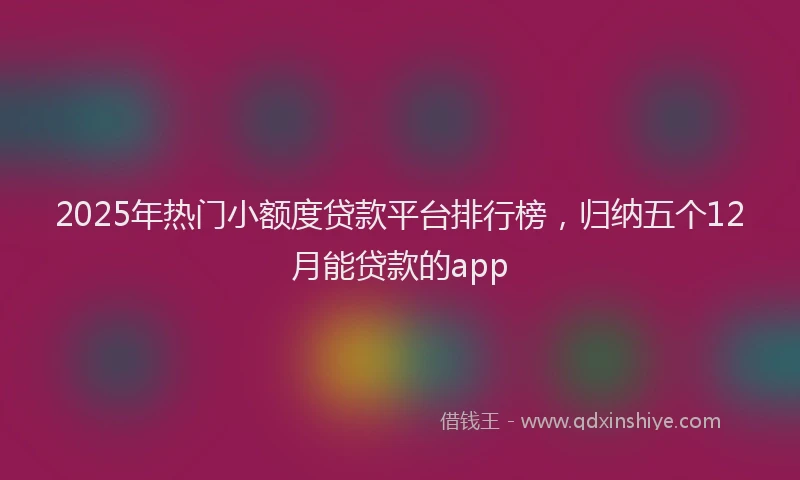 2025年热门小额度贷款平台排行榜，归纳五个12月能贷款的app