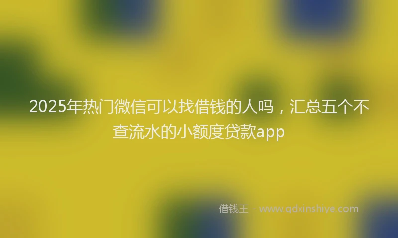 2025年热门微信可以找借钱的人吗，汇总五个不查流水的小额度贷款app