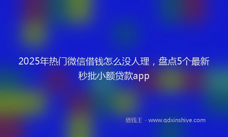 2025年热门微信借钱怎么没人理，盘点5个最新秒批小额贷款app
