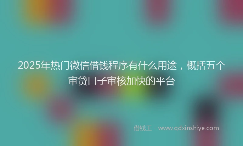 2025年热门微信借钱程序有什么用途，概括五个审贷口子审核加快的平台