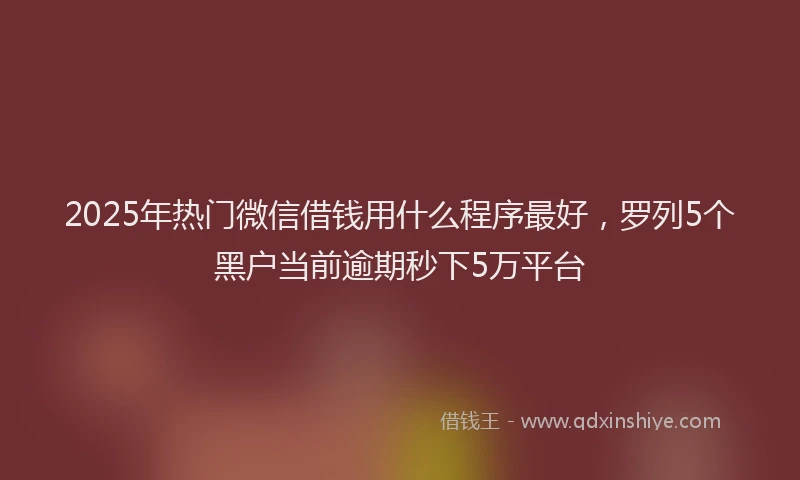 2025年热门微信借钱用什么程序最好，罗列5个黑户当前逾期秒下5万平台