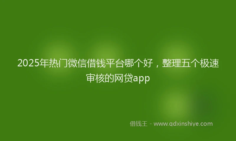2025年热门微信借钱平台哪个好，整理五个极速审核的网贷app