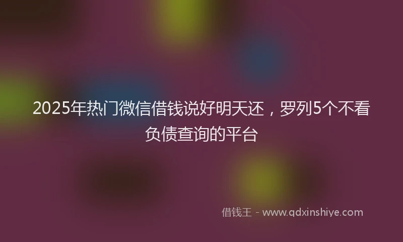 2025年热门微信借钱说好明天还，罗列5个不看负债查询的平台