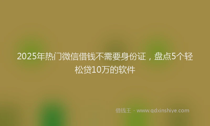2025年热门微信借钱不需要身份证，盘点5个轻松贷10万的软件