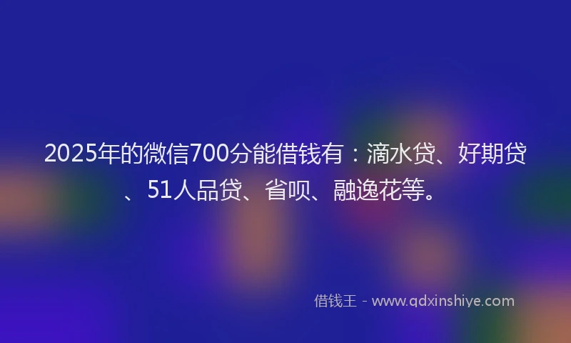2025年的微信700分能借钱有：滴水贷、好期贷、51人品贷、省呗、融逸花等。