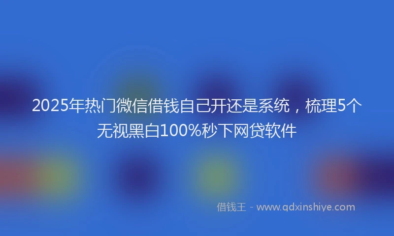 2025年热门微信借钱自己开还是系统，梳理5个无视黑白100%秒下网贷软件