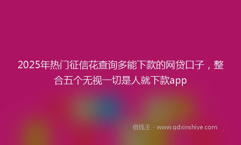 2025年热门征信花查询多能下款的网贷口子，整合五个无视一切是人就下款app