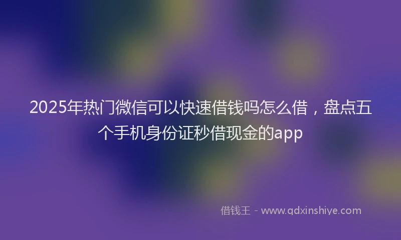 2025年热门微信可以快速借钱吗怎么借，盘点五个手机身份证秒借现金的app