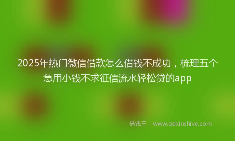 2025年热门微信借款怎么借钱不成功，梳理五个急用小钱不求征信流水轻松贷的app