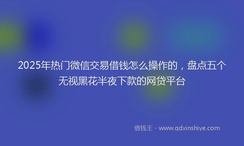 2025年热门微信交易借钱怎么操作的，盘点五个无视黑花半夜下款的网贷平台