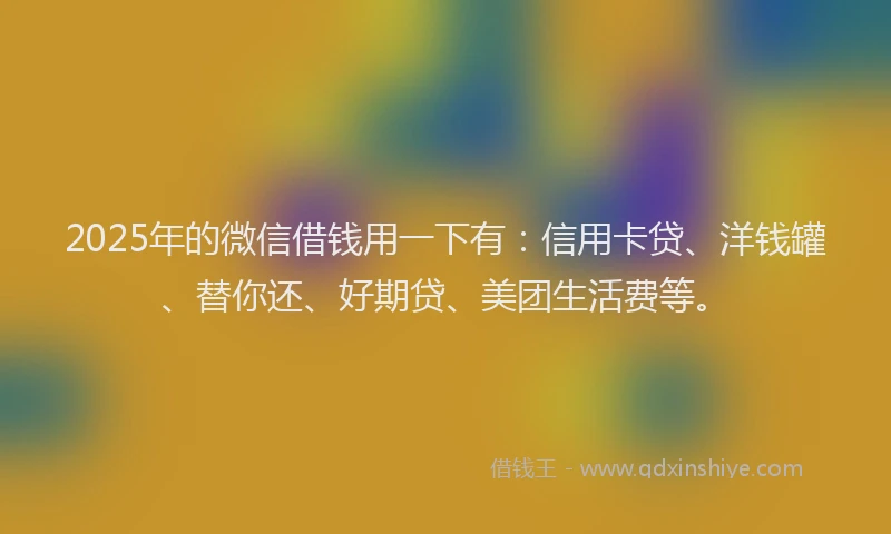2025年的微信借钱用一下有：信用卡贷、洋钱罐、替你还、好期贷、美团生活费等。