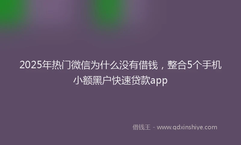 2025年热门微信为什么没有借钱，整合5个手机小额黑户快速贷款app