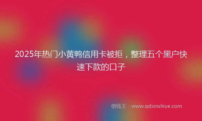 2025年热门小黄鸭信用卡被拒，整理五个黑户快速下款的口子