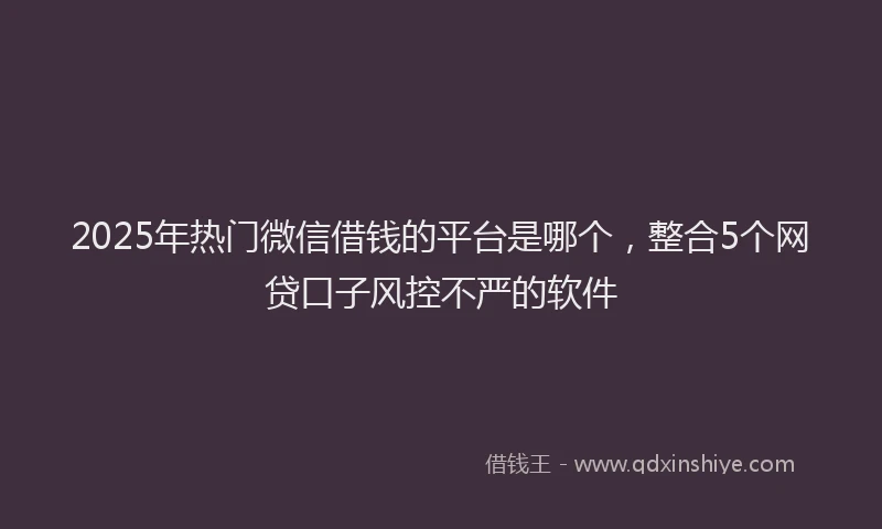 2025年热门微信借钱的平台是哪个，整合5个网贷口子风控不严的软件