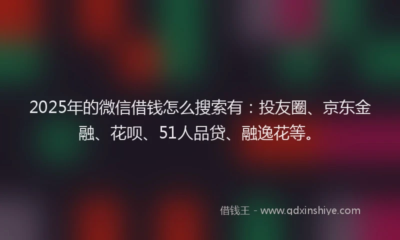 2025年的微信借钱怎么搜索有：投友圈、京东金融、花呗、51人品贷、融逸花等。