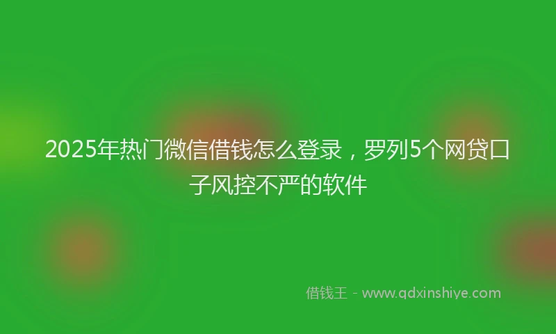 2025年热门微信借钱怎么登录，罗列5个网贷口子风控不严的软件