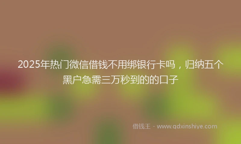 2025年热门微信借钱不用绑银行卡吗，归纳五个黑户急需三万秒到的的口子