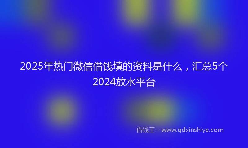 2025年热门微信借钱填的资料是什么，汇总5个2024放水平台