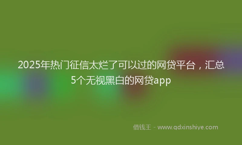 2025年热门征信太烂了可以过的网贷平台，汇总5个无视黑白的网贷app
