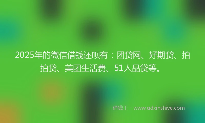 2025年的微信借钱还呗有：团贷网、好期贷、拍拍贷、美团生活费、51人品贷等。