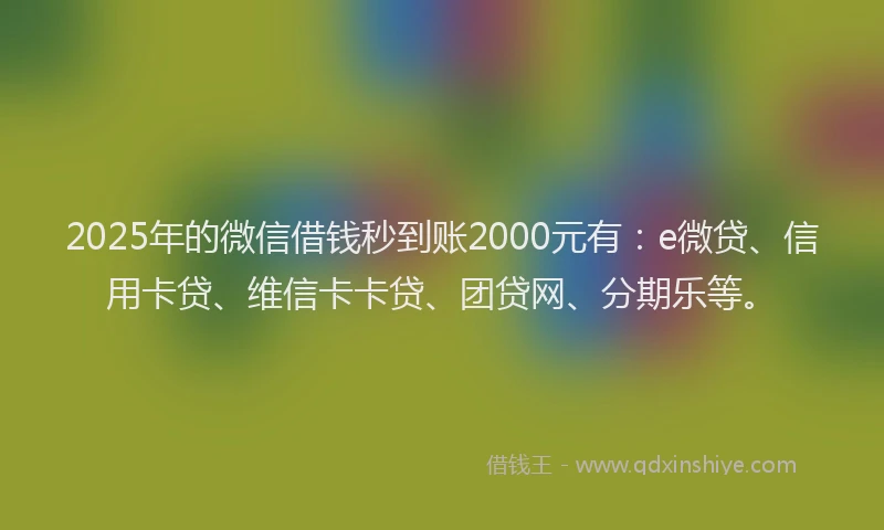 2025年的微信借钱秒到账2000元有：e微贷、信用卡贷、维信卡卡贷、团贷网、分期乐等。