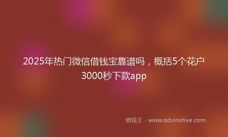 2025年热门微信借钱宝靠谱吗，概括5个花户3000秒下款app