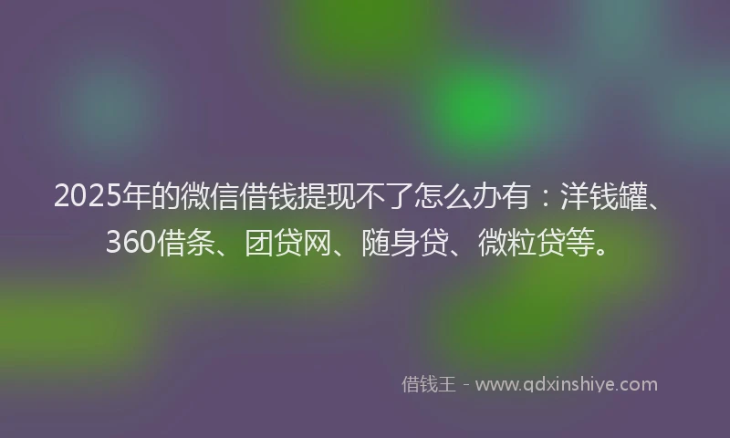 2025年的微信借钱提现不了怎么办有：洋钱罐、360借条、团贷网、随身贷、微粒贷等。