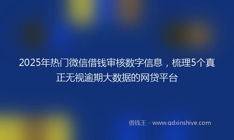 2025年热门微信借钱审核数字信息，梳理5个真正无视逾期大数据的网贷平台