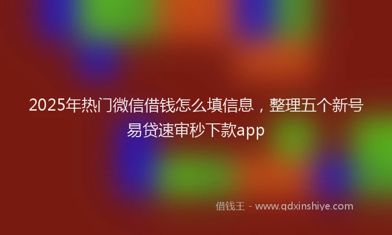 2025年热门微信借钱怎么填信息，整理五个新号易贷速审秒下款app