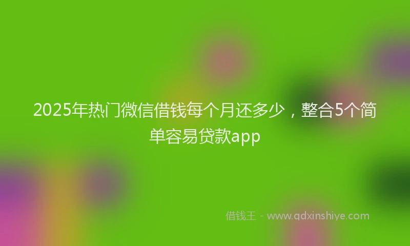 2025年热门微信借钱每个月还多少，整合5个简单容易贷款app