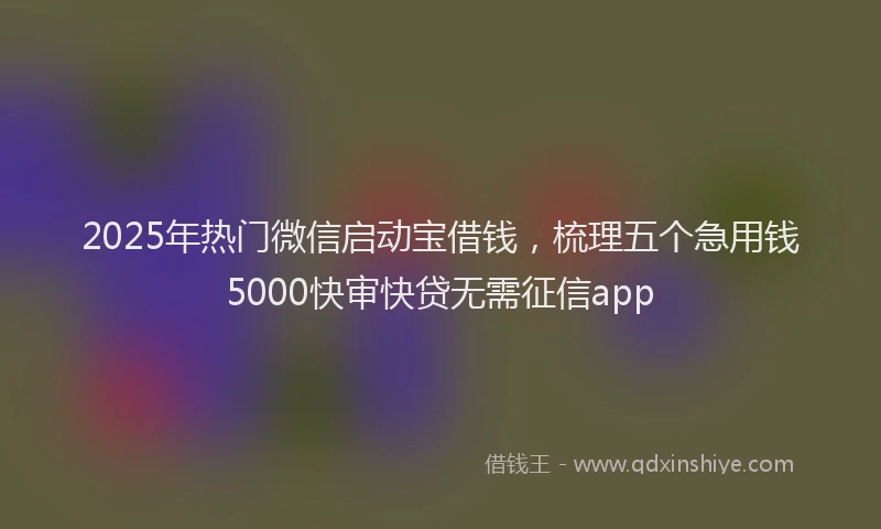 2025年热门微信启动宝借钱，梳理五个急用钱5000快审快贷无需征信app