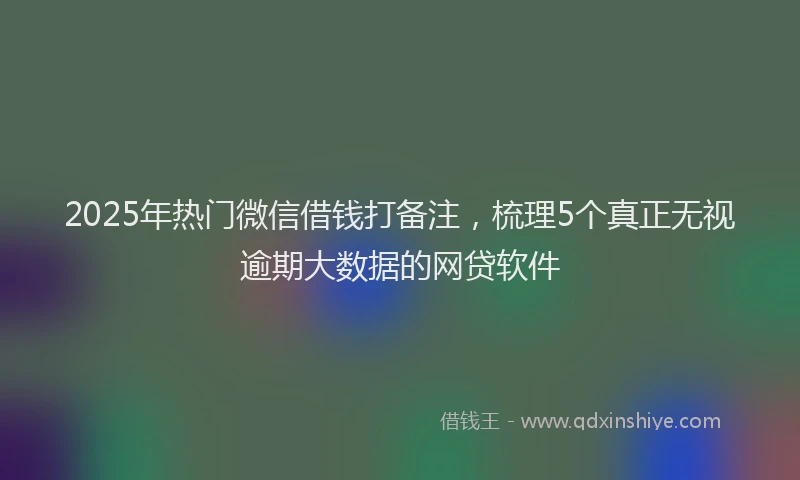 2025年热门微信借钱打备注，梳理5个真正无视逾期大数据的网贷软件