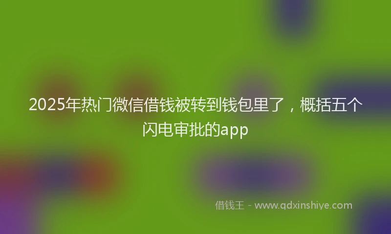 2025年热门微信借钱被转到钱包里了，概括五个闪电审批的app