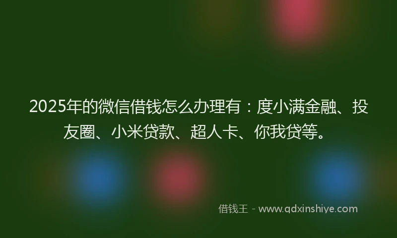 2025年的微信借钱怎么办理有：度小满金融、投友圈、小米贷款、超人卡、你我贷等。