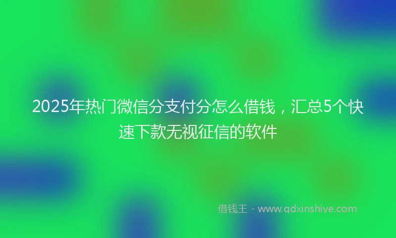 2025年热门微信分支付分怎么借钱，汇总5个快速下款无视征信的软件