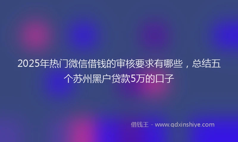 2025年热门微信借钱的审核要求有哪些，总结五个苏州黑户贷款5万的口子