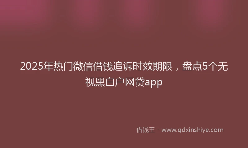 2025年热门微信借钱追诉时效期限，盘点5个无视黑白户网贷app