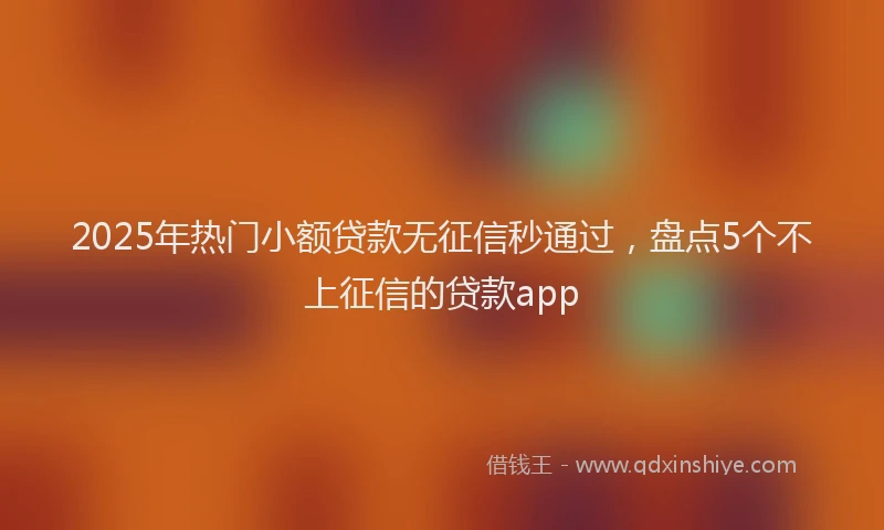 2025年热门小额贷款无征信秒通过，盘点5个不上征信的贷款app
