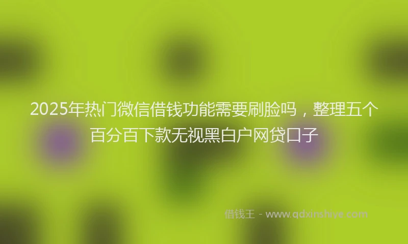 2025年热门微信借钱功能需要刷脸吗，整理五个百分百下款无视黑白户网贷口子