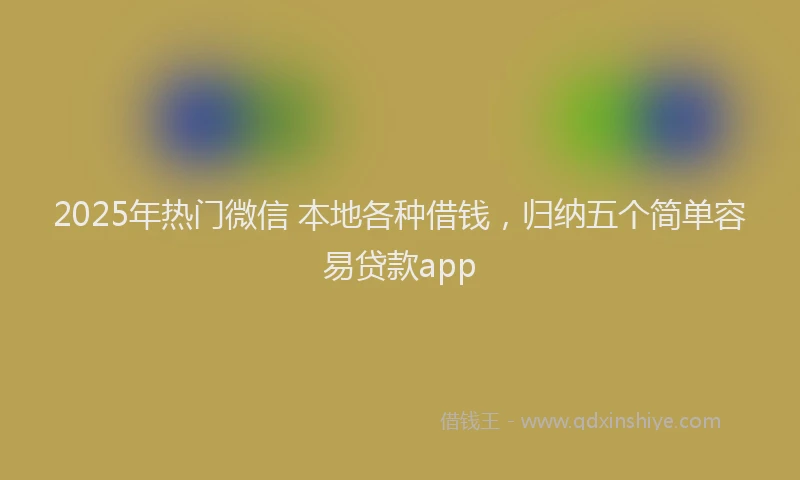 2025年热门微信 本地各种借钱，归纳五个简单容易贷款app