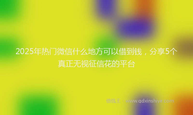 2025年热门微信什么地方可以借到钱，分享5个真正无视征信花的平台