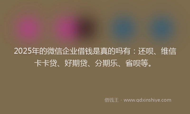 2025年的微信企业借钱是真的吗有：还呗、维信卡卡贷、好期贷、分期乐、省呗等。