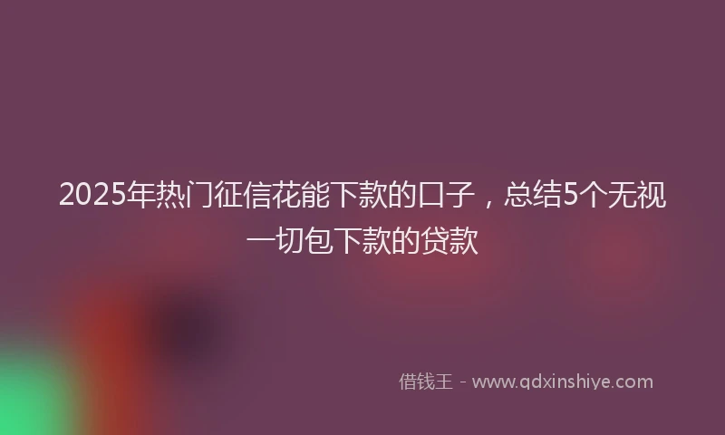 2025年热门征信花能下款的口子，总结5个无视一切包下款的贷款