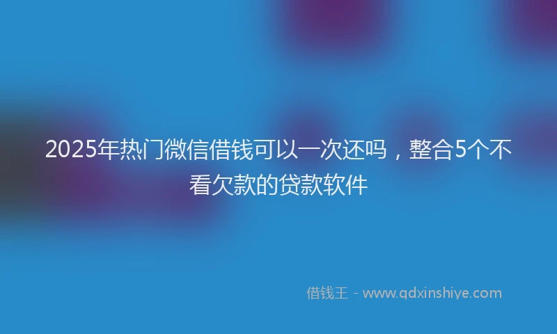 2025年热门微信借钱可以一次还吗，整合5个不看欠款的贷款软件