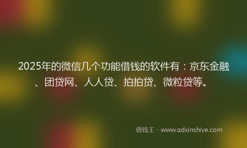 2025年的微信几个功能借钱的软件有：京东金融、团贷网、人人贷、拍拍贷、微粒贷等。