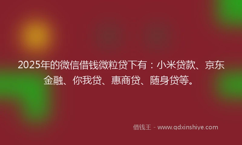 2025年的微信借钱微粒贷下有：小米贷款、京东金融、你我贷、惠商贷、随身贷等。