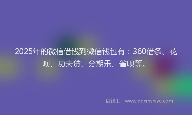 2025年的微信借钱到微信钱包有：360借条、花呗、功夫贷、分期乐、省呗等。