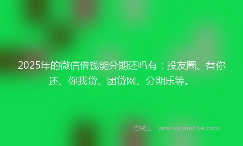 2025年的微信借钱能分期还吗有：投友圈、替你还、你我贷、团贷网、分期乐等。