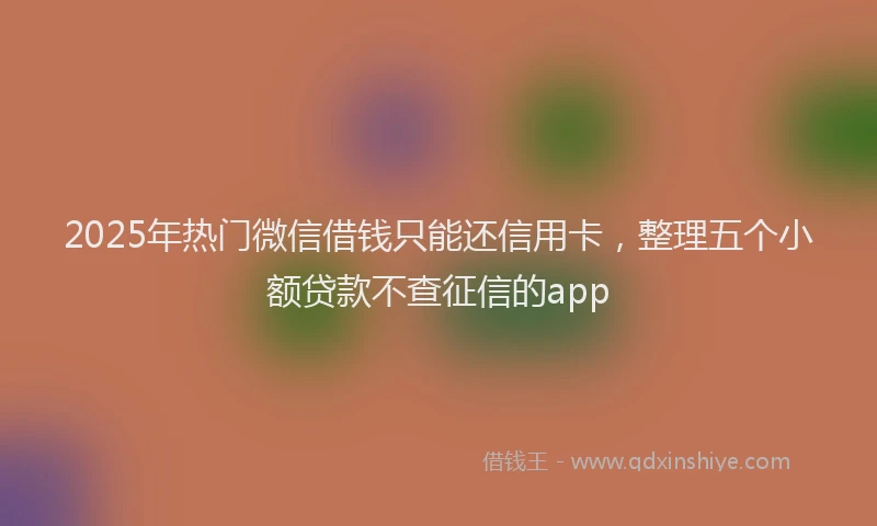 2025年热门微信借钱只能还信用卡，整理五个小额贷款不查征信的app